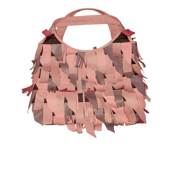 Chaos by Elsie Pink Leather Fringed Hobo Bag Shoulder Bag - Picture 6 of 6